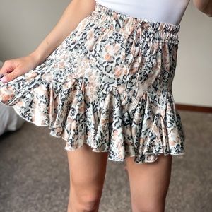 Selfie Leslie Robyn Flounce Mini Skirt Pink Leopard